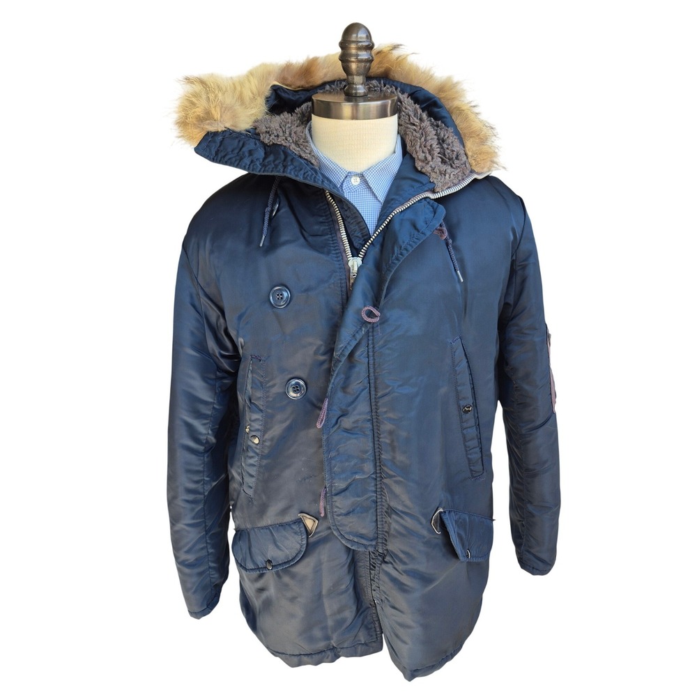 Golden Fleece‎ Spiewak N-3B Parka Blue Military Jacket Scovill Zip Sz L / 42 VTG